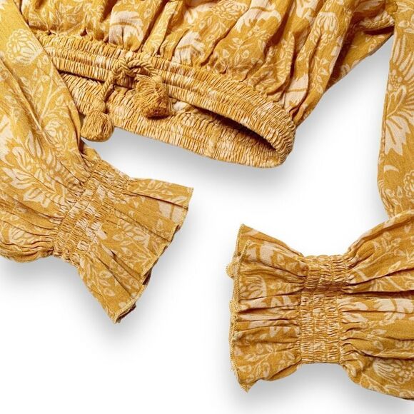 Spell & The Gypsy The Lioness Peasant Top & Wide Leg Pants Set in Caramel Size S - Picture 8 of 14